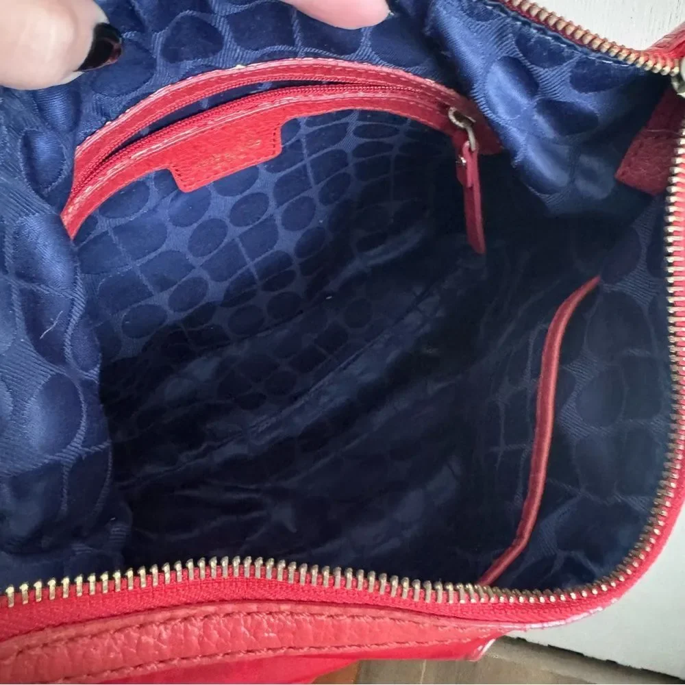Kate Spade New York Red Nylon and Leather Trim Hobo Shoulder Bag